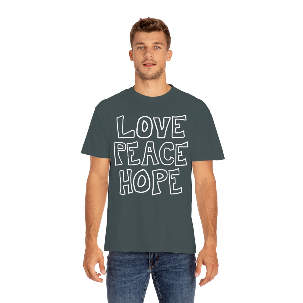 LOVE PEACE HOPE: Comfort Colors®️ t-shirt in Graphite